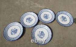 VTG Set of 13 Wincanton Woods Ware England Blue White Floral Plate Set #657618