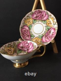 VTG Taylor Kent Teacup & Saucer Set Fine Bone China Pink Roses Daffodils England