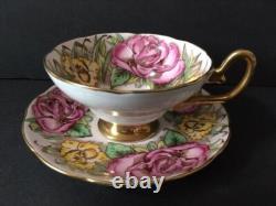 VTG Taylor Kent Teacup & Saucer Set Fine Bone China Pink Roses Daffodils England