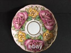 VTG Taylor Kent Teacup & Saucer Set Fine Bone China Pink Roses Daffodils England