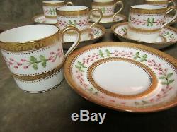Victorian Late 19th Century Wedgwood China England Demi Cup and Saucer Lot 6 set