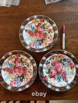 Vint. 90's RALPH LAUREN Hampton Floral Wedgwood China Plate 8 1/4 Set Of 3