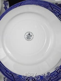 Vint. Churchill Blue Willow China Dinnerware 84 Pc Staffordshire England, Mint