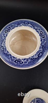 Vint. Churchill Blue Willow China Dinnerware 84 Pc Staffordshire England, Mint