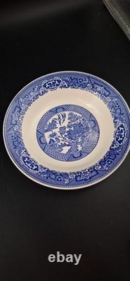 Vint. Churchill Blue Willow China Dinnerware 84 Pc Staffordshire England, Mint