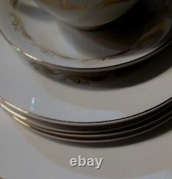 Vintage 16 Pcs Dinnerware W. H. Grindley & Co England Satin White Gold Trim