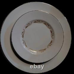 Vintage 16 Pcs Dinnerware W. H. Grindley & Co England Satin White Gold Trim