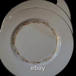 Vintage 16 Pcs Dinnerware W. H. Grindley & Co England Satin White Gold Trim