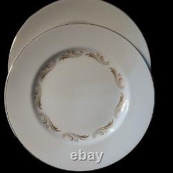 Vintage 16 Pcs Dinnerware W. H. Grindley & Co England Satin White Gold Trim