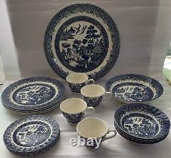 Vintage 18 Pc Set Of Royal Wessex England Collection Blue Willow Churchill China