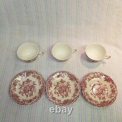 Vintage 1931 Bristol Crown Ducal Pink Cream 18pc China Set England Dishes Cups
