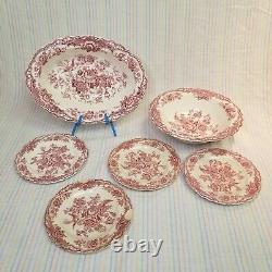 Vintage 1931 Bristol Crown Ducal Pink Cream 18pc China Set England Dishes Cups