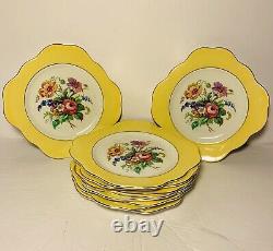 Vintage 1940's England Colclough Yellow Bone China Dessert Plates Set of 10