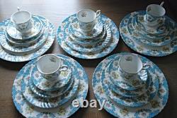 Vintage 1950's English Fine Bone China Dinner Set with Tea Cups & Saucers