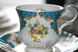 Vintage 1950's English Fine Bone China Dinner Set with Tea Cups & Saucers