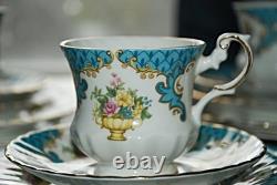 Vintage 1950's English Fine Bone China Dinner Set with Tea Cups & Saucers