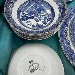 Vintage 1970s 80 Made in England Blue Willow China Johnson Bros 6 Place Setting