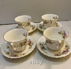 Vintage 20 Piece Royal Albert Moss Rose Bone China England 5 Piece Table For 4