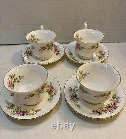 Vintage 20 Piece Royal Albert Moss Rose Bone China England 5 Piece Table For 4