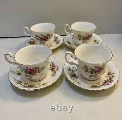 Vintage 20 Piece Royal Albert Moss Rose Bone China England 5 Piece Table For 4