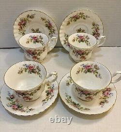 Vintage 20 Piece Royal Albert Moss Rose Bone China England 5 Piece Table For 4