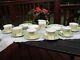 Vintage 21 set Clare Bone China Floral Tea Saucer England 1374 Green & Gold