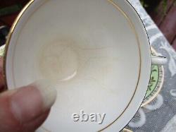 Vintage 21 set Clare Bone China Floral Tea Saucer England 1374 Green & Gold