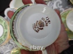 Vintage 21 set Clare Bone China Floral Tea Saucer England 1374 Green & Gold