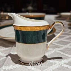 Vintage 33pc 6place Hankook Emperor Green Bone China Dinner Set Korea Excellent