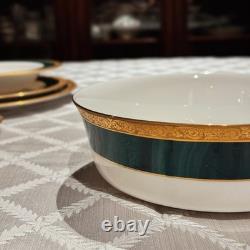 Vintage 33pc 6place Hankook Emperor Green Bone China Dinner Set Korea Excellent