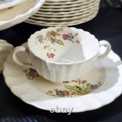 Vintage 34 Piece Copeland England Spode Wicker Lane Bone China READ BIO