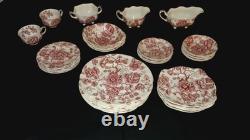 Vintage 38 Pcs Johnson Brothers English Pink Chippendale Porcelain China England