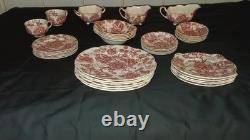 Vintage 38 Pcs Johnson Brothers English Pink Chippendale Porcelain China England