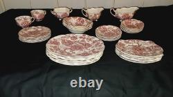 Vintage 38 Pcs Johnson Brothers English Pink Chippendale Porcelain China England
