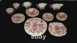 Vintage 38 Pcs Johnson Brothers English Pink Chippendale Porcelain China England