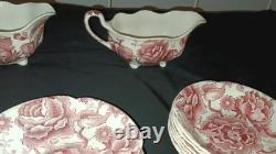 Vintage 38 Pcs Johnson Brothers English Pink Chippendale Porcelain China England