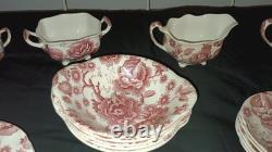 Vintage 38 Pcs Johnson Brothers English Pink Chippendale Porcelain China England