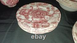 Vintage 38 Pcs Johnson Brothers English Pink Chippendale Porcelain China England