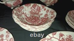 Vintage 38 Pcs Johnson Brothers English Pink Chippendale Porcelain China England