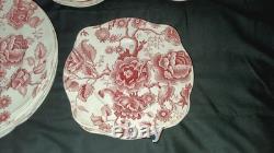 Vintage 38 Pcs Johnson Brothers English Pink Chippendale Porcelain China England