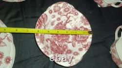 Vintage 38 Pcs Johnson Brothers English Pink Chippendale Porcelain China England