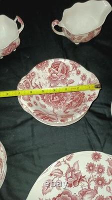 Vintage 38 Pcs Johnson Brothers English Pink Chippendale Porcelain China England