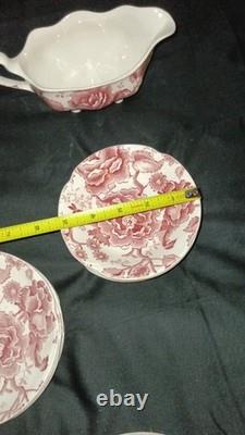 Vintage 38 Pcs Johnson Brothers English Pink Chippendale Porcelain China England
