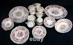 Vintage 47 Pc Johnson Bros Brothers England Dorchester Lugged Floral China Set