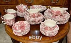 Vintage 48 Pcs Johnson Brothers English Pink Chippendale Porcelain China England
