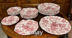 Vintage 48 Pcs Johnson Brothers English Pink Chippendale Porcelain China England