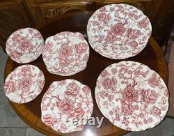 Vintage 48 Pcs Johnson Brothers English Pink Chippendale Porcelain China England