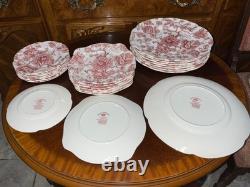 Vintage 48 Pcs Johnson Brothers English Pink Chippendale Porcelain China England