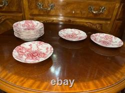 Vintage 48 Pcs Johnson Brothers English Pink Chippendale Porcelain China England
