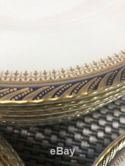 Vintage 56 Piece Set Crown Ducal Ware Athena Cobalt Blue & Gold China England
